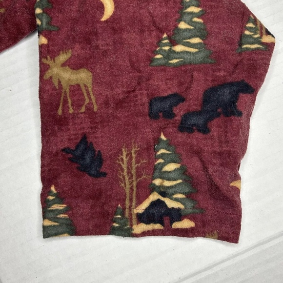 Vintage Bear Moose Forest All Over Print Fleece Long Sleeve Shirt Pajama Top - Picture 5 of 7